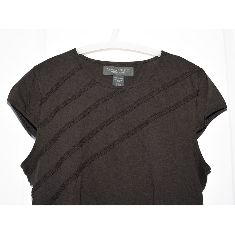 Banana Republic Factory Brown Ruffle-Trimmed Tee